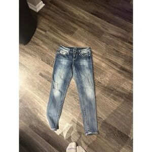 Vigoss Women's Skinny Jeans Heritage Fit Distressed Blue Wash Size S2 L28